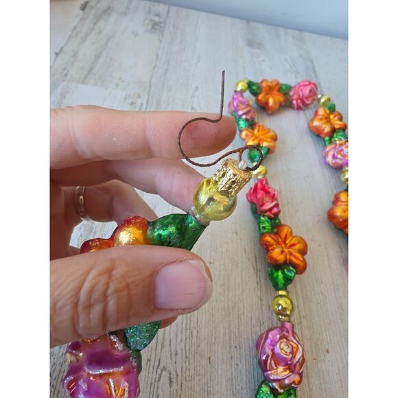 Radko lei land flower Garland glitter tropical Hawaiian glass Xmas vintage hibis - Picture 7 of 15